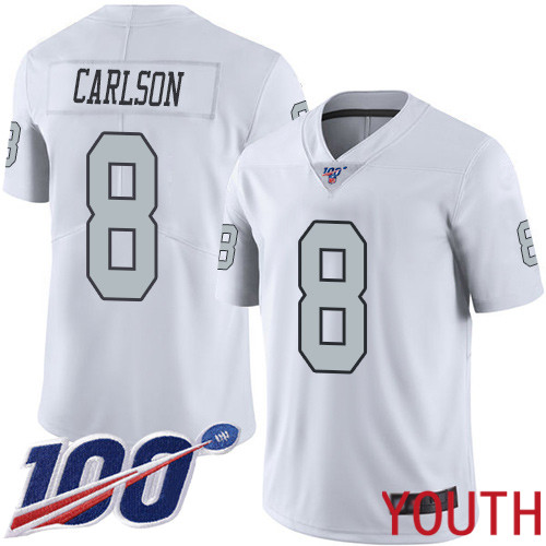 Oakland Raiders Limited White Youth Daniel Carlson Jersey NFL Football #8 100th Season Rush Vapor Jersey